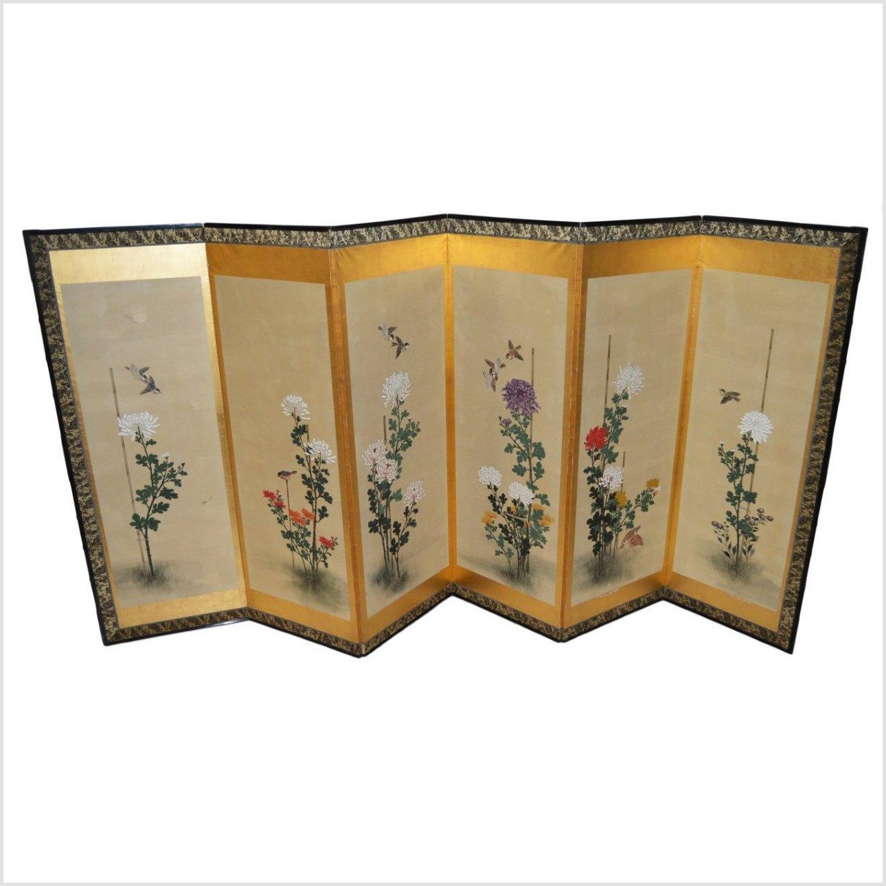6-Panel Japanese Style Screen Painted with Cherry Blossom Design-1. Asian & Chinese Furniture, Art, Antiques, Vintage Home Décor for sale at FEA Home