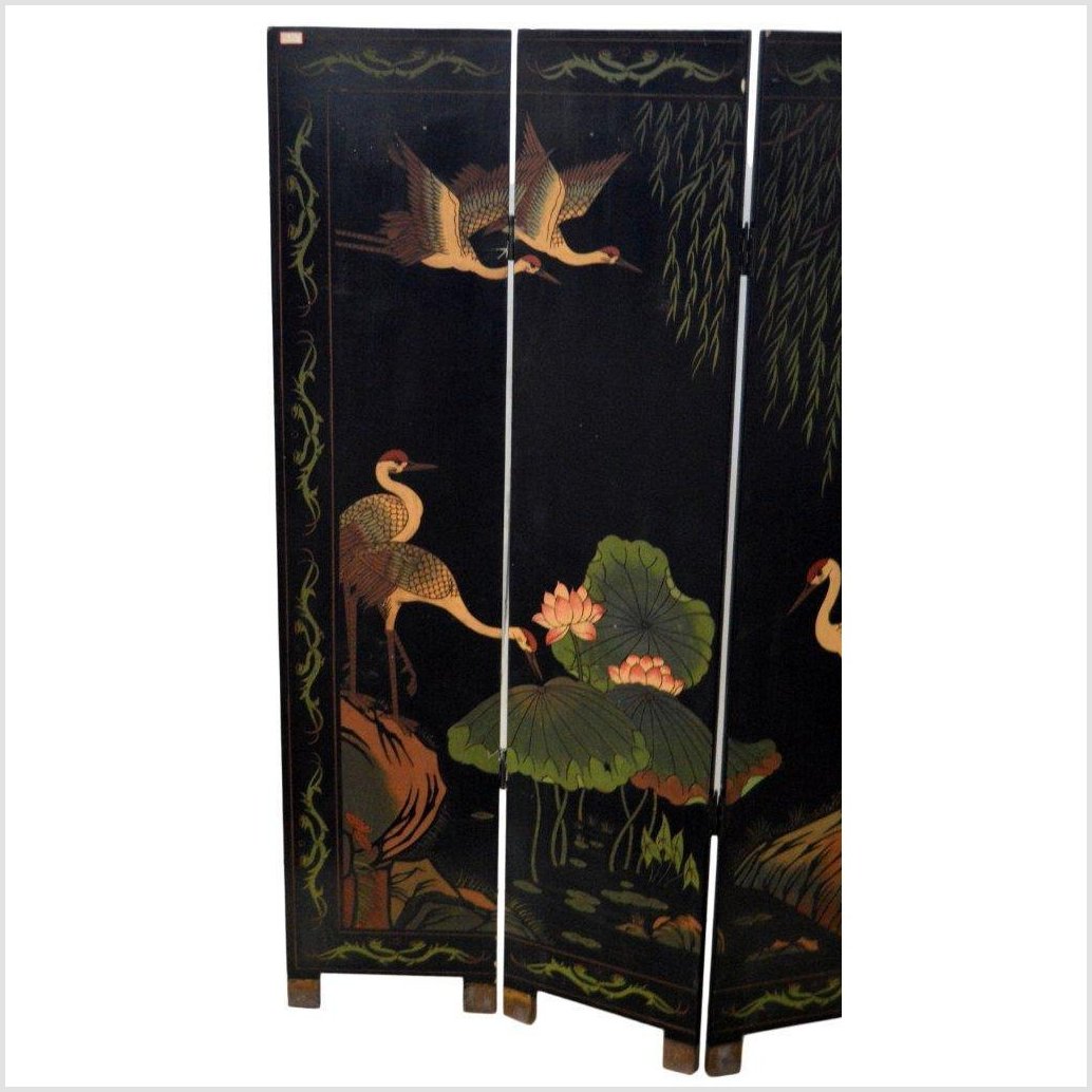 4-Panel Black Lacquered Chinoiserie Screen-2. Asian & Chinese Furniture, Art, Antiques, Vintage Home Décor for sale at FEA Home