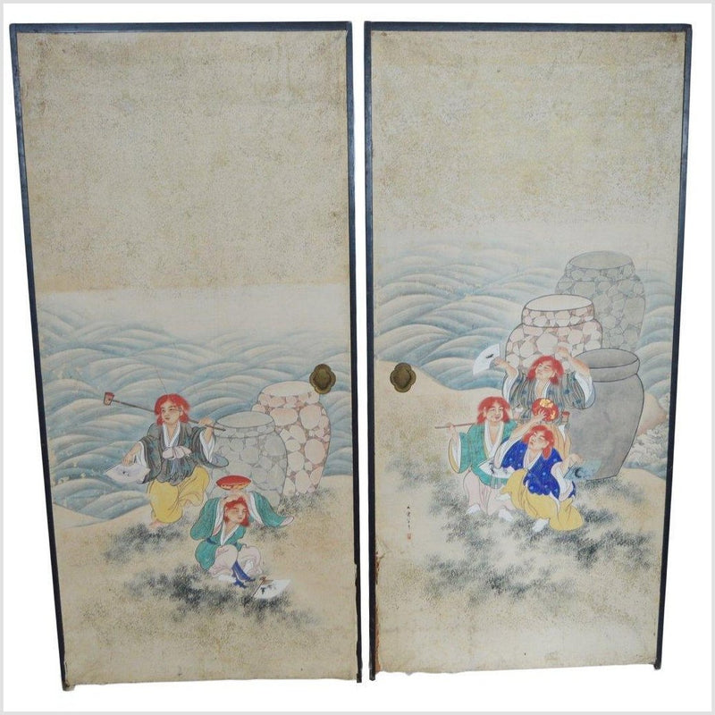 2-Panel Screen Showing Fictional Characters- Asian Antiques, Vintage Home Decor & Chinese Furniture - FEA Home