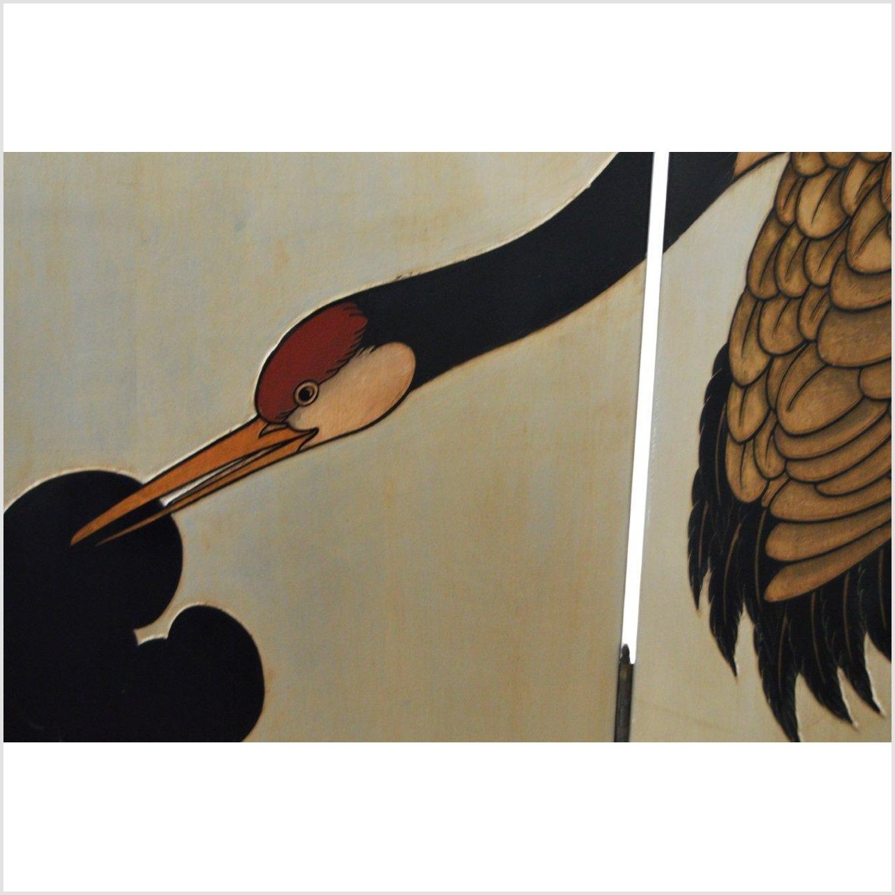 4-Panel Japanese Style Screen Designed with Cranes-10. Asian &amp; Chinese Furniture, Art, Antiques, Vintage Home Décor for sale at FEA Home