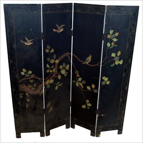 4-Panel Japanese Style Screen Designed with Cranes