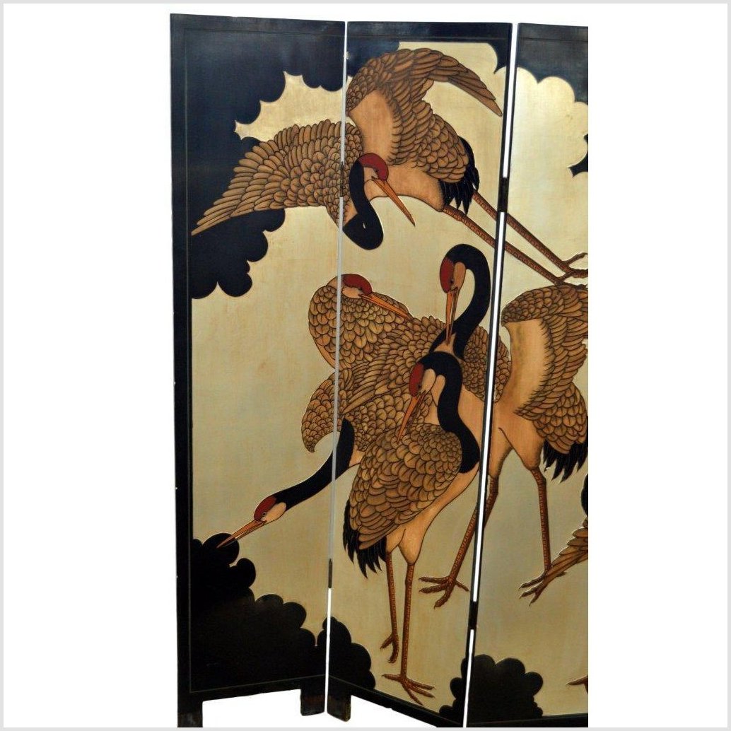 4-Panel Japanese Style Screen Designed with Cranes-3. Asian &amp; Chinese Furniture, Art, Antiques, Vintage Home Décor for sale at FEA Home
