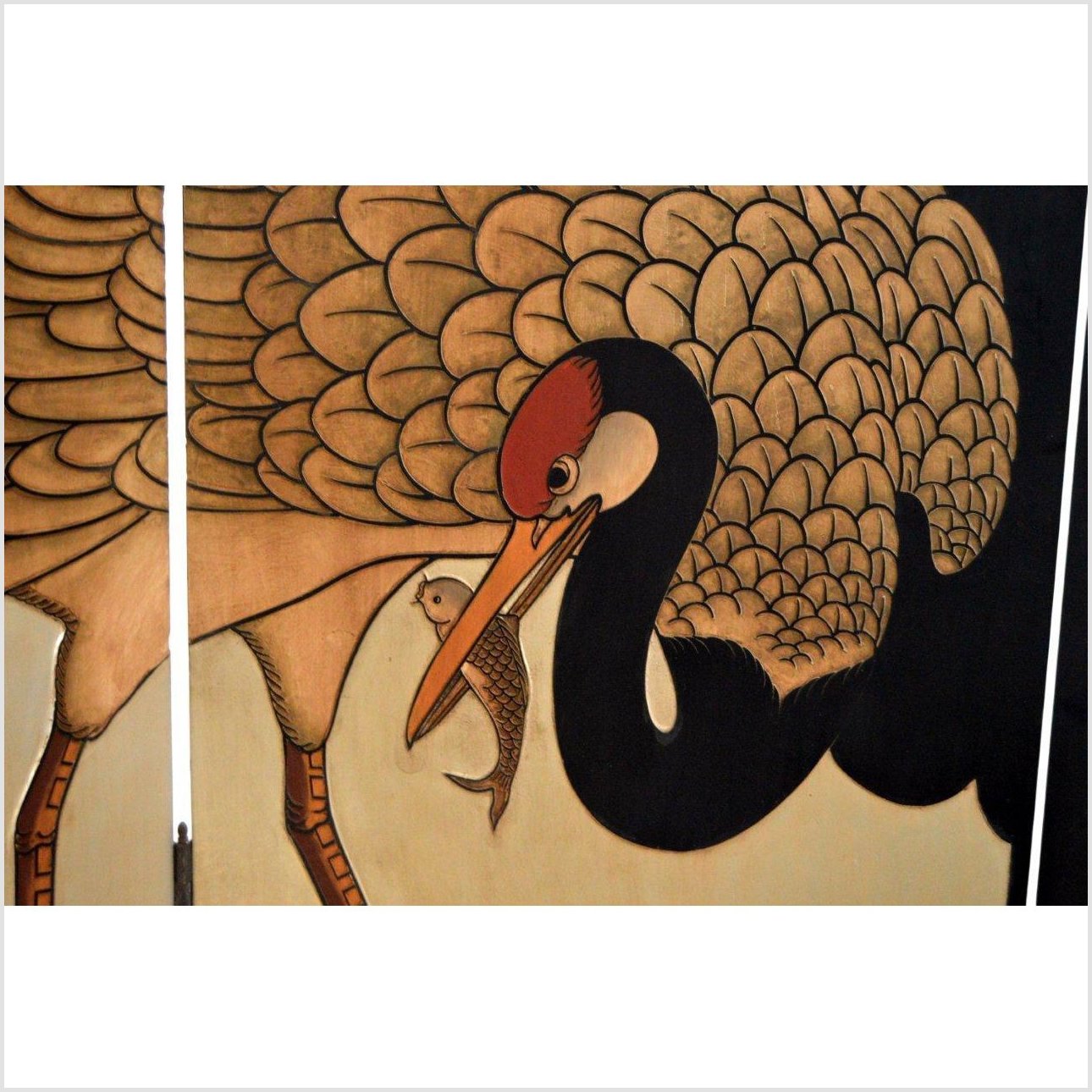 4-Panel Japanese Style Screen Designed with Cranes-9. Asian &amp; Chinese Furniture, Art, Antiques, Vintage Home Décor for sale at FEA Home