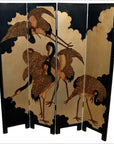 4-Panel Japanese Style Screen Designed with Cranes-1. Asian & Chinese Furniture, Art, Antiques, Vintage Home Décor for sale at FEA Home