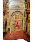 3-Panel Screen Painted with Palace Throne Area Scene-2. Asian & Chinese Furniture, Art, Antiques, Vintage Home Décor for sale at FEA Home