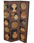 4-Panel Screen with Pottery and Plates Design-2. Asian & Chinese Furniture, Art, Antiques, Vintage Home Décor for sale at FEA Home