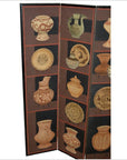 4-Panel Screen with Pottery and Plates Design-3. Asian & Chinese Furniture, Art, Antiques, Vintage Home Décor for sale at FEA Home