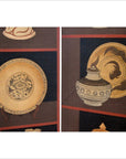 4-Panel Screen with Pottery and Plates Design-8. Asian & Chinese Furniture, Art, Antiques, Vintage Home Décor for sale at FEA Home