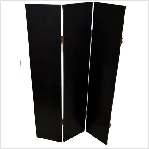 4-Panel Black Screen with Bamboo Frame and Designed with Bamboo and Flowers-YN2887-7. Asian & Chinese Furniture, Art, Antiques, Vintage Home Décor for sale at FEA Home
