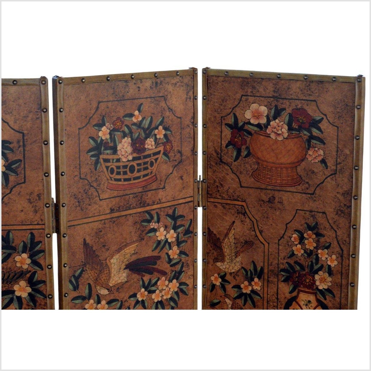 6-Panel Screen with Flowers, Birds and Roosters-13. Asian &amp; Chinese Furniture, Art, Antiques, Vintage Home Décor for sale at FEA Home