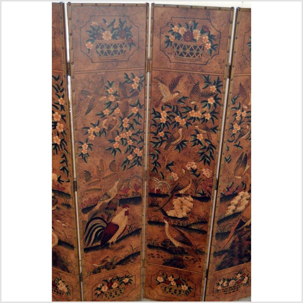 6-Panel Screen with Flowers, Birds and Roosters-3. Asian &amp; Chinese Furniture, Art, Antiques, Vintage Home Décor for sale at FEA Home