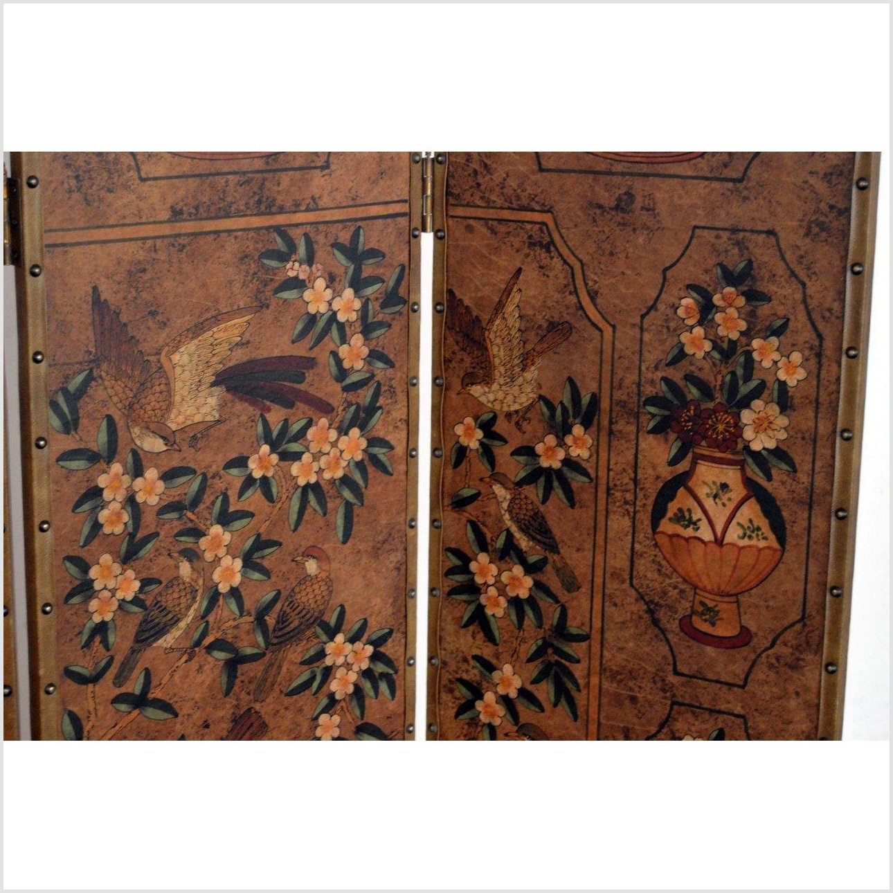 6-Panel Screen with Flowers, Birds and Roosters-7. Asian &amp; Chinese Furniture, Art, Antiques, Vintage Home Décor for sale at FEA Home