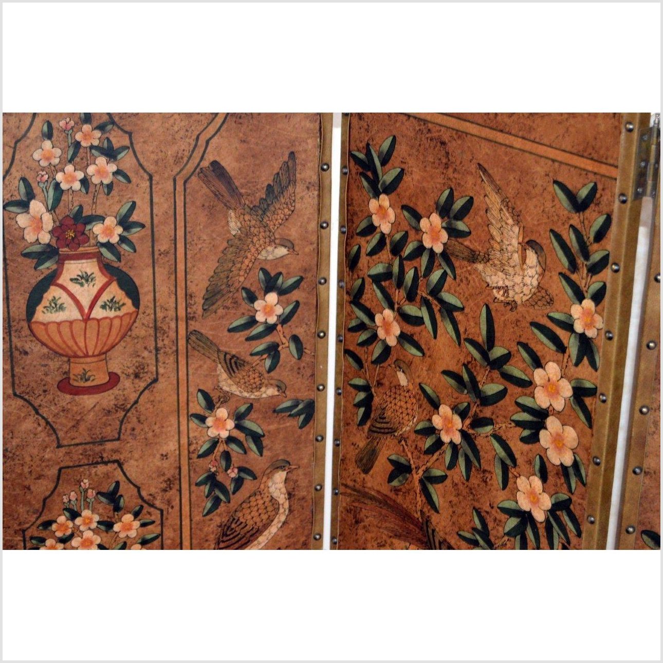 6-Panel Screen with Flowers, Birds and Roosters-9. Asian &amp; Chinese Furniture, Art, Antiques, Vintage Home Décor for sale at FEA Home