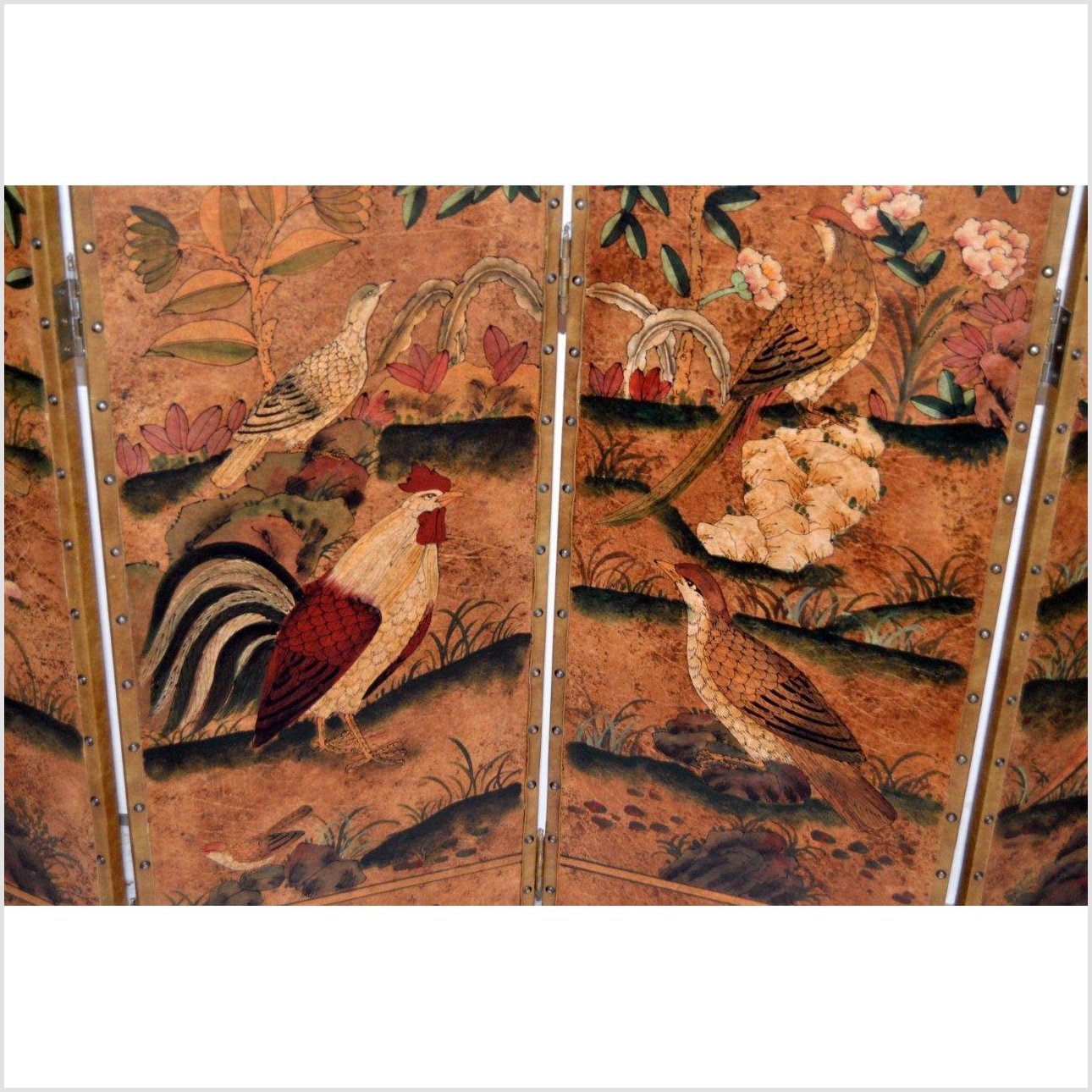 6-Panel Screen with Flowers, Birds and Roosters-11. Asian &amp; Chinese Furniture, Art, Antiques, Vintage Home Décor for sale at FEA Home