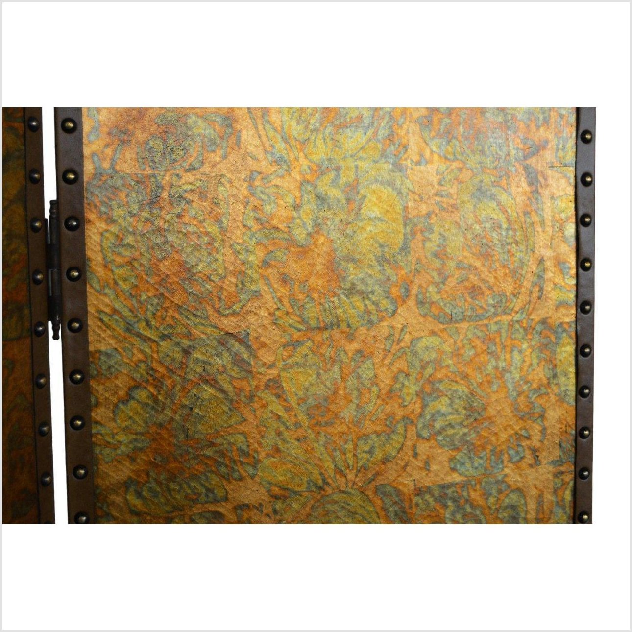 4-Panel Scalloped Style Screen with Distressed Gold Tone and Rivets-3. Asian &amp; Chinese Furniture, Art, Antiques, Vintage Home Décor for sale at FEA Home