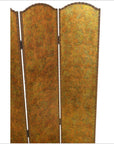 4-Panel Scalloped Style Screen with Distressed Gold Tone and Rivets-4. Asian & Chinese Furniture, Art, Antiques, Vintage Home Décor for sale at FEA Home
