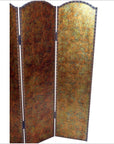 4-Panel Scalloped Style Screen with Distressed Gold Tone and Rivets-6. Asian & Chinese Furniture, Art, Antiques, Vintage Home Décor for sale at FEA Home