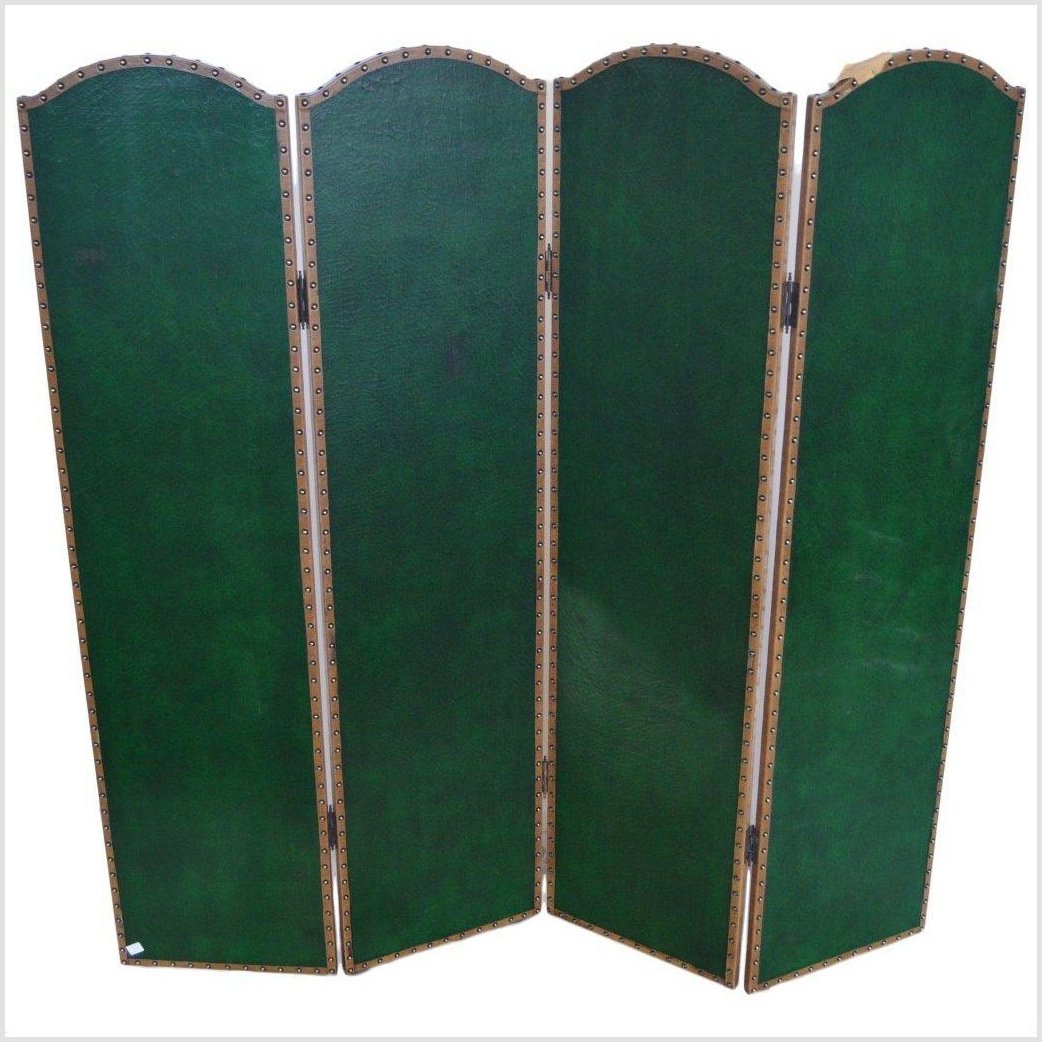4-Panel Scalloped Style Screen with Distressed Gold Tone and Rivets-7. Asian &amp; Chinese Furniture, Art, Antiques, Vintage Home Décor for sale at FEA Home