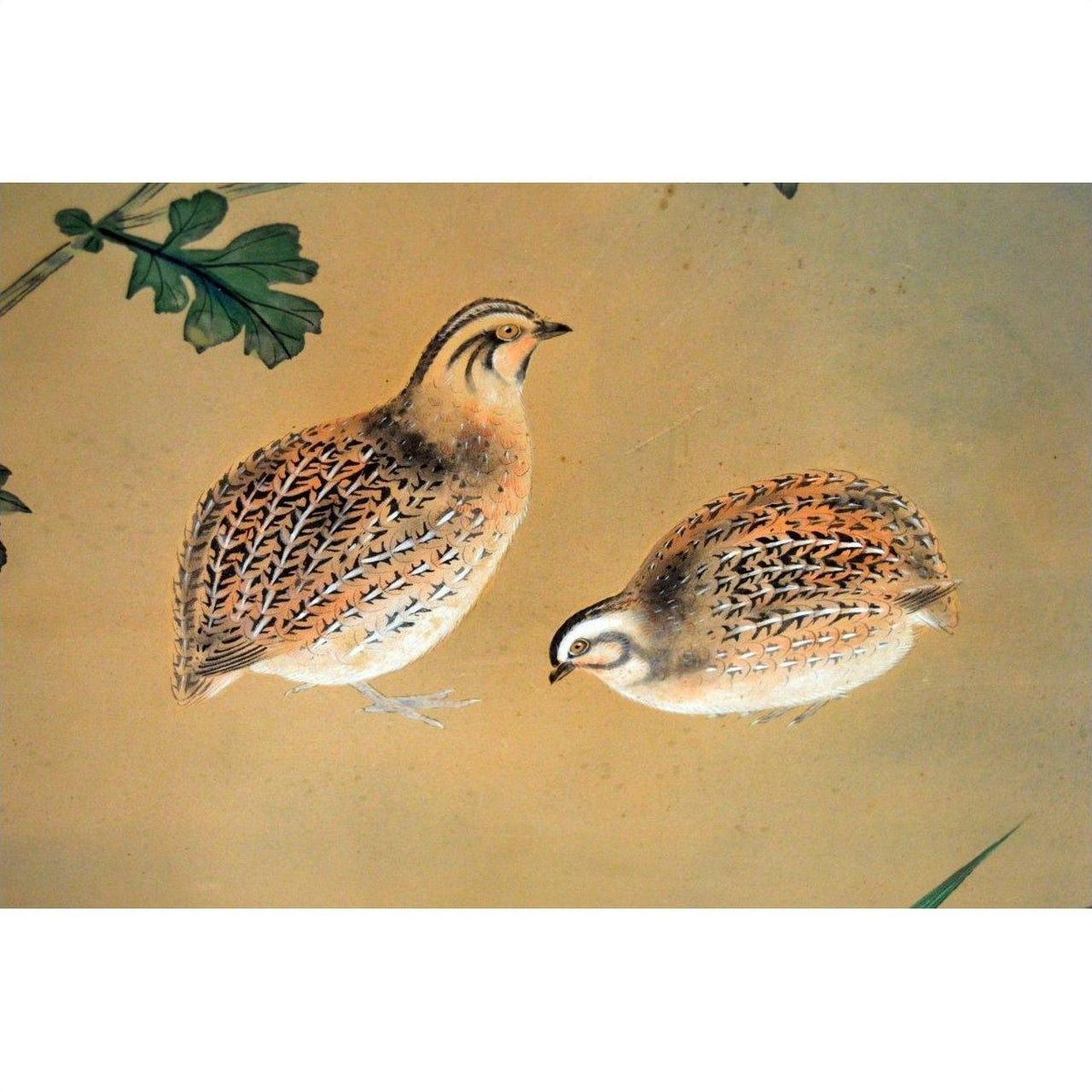 2-Panel Screen Painted with Flowers, Birds and Bamboo Leaves-6. Asian &amp; Chinese Furniture, Art, Antiques, Vintage Home Décor for sale at FEA Home