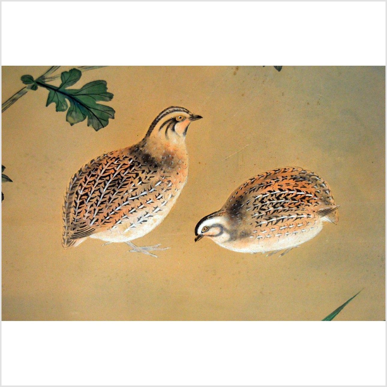 2-Panel Screen Painted with Flowers, Birds and Bamboo Leaves-6. Asian &amp; Chinese Furniture, Art, Antiques, Vintage Home Décor for sale at FEA Home