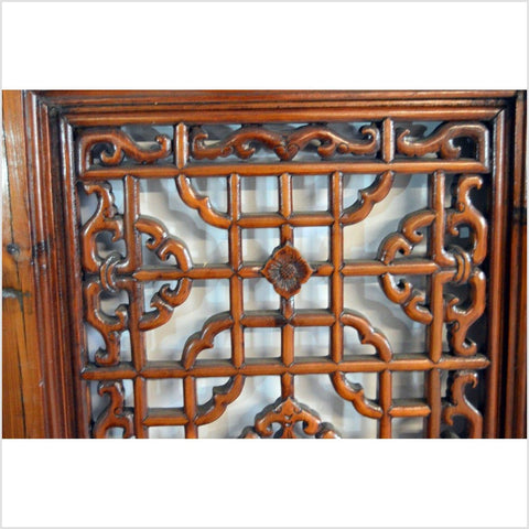 2-Panel Wooden Screen with Open Fretwork