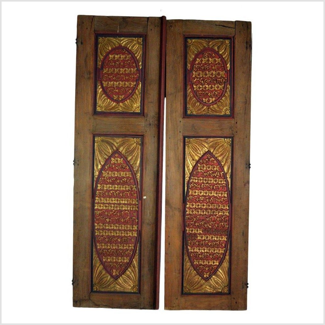 Pair of Wooden Panels Carved with Flowers and Arabic Inscriptions-YN2912-1. Asian & Chinese Furniture, Art, Antiques, Vintage Home Décor for sale at FEA Home