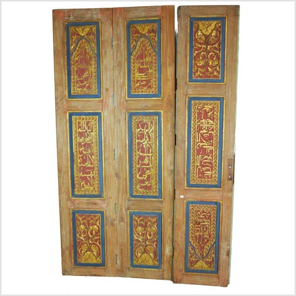 6-Panel Carved Wooden Screen with Indian Calligraphic Inscriptions-3. Asian &amp; Chinese Furniture, Art, Antiques, Vintage Home Décor for sale at FEA Home