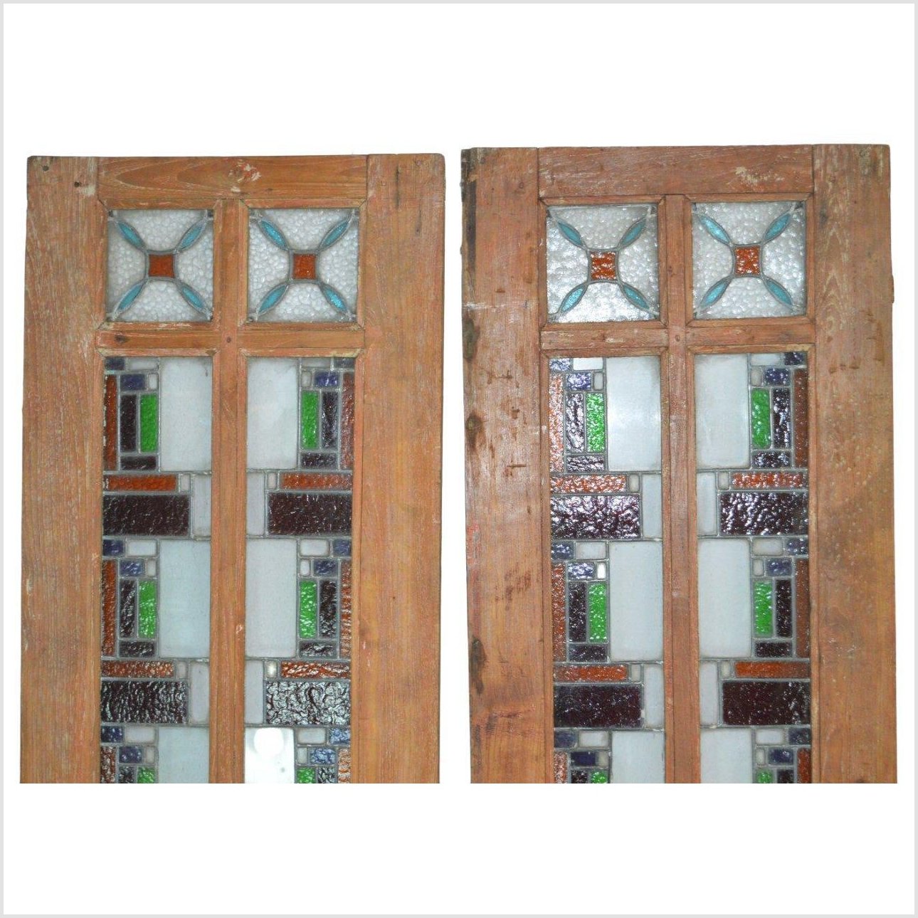 2-Panel Wood Screen with Stained Glass-2. Asian & Chinese Furniture, Art, Antiques, Vintage Home Décor for sale at FEA Home