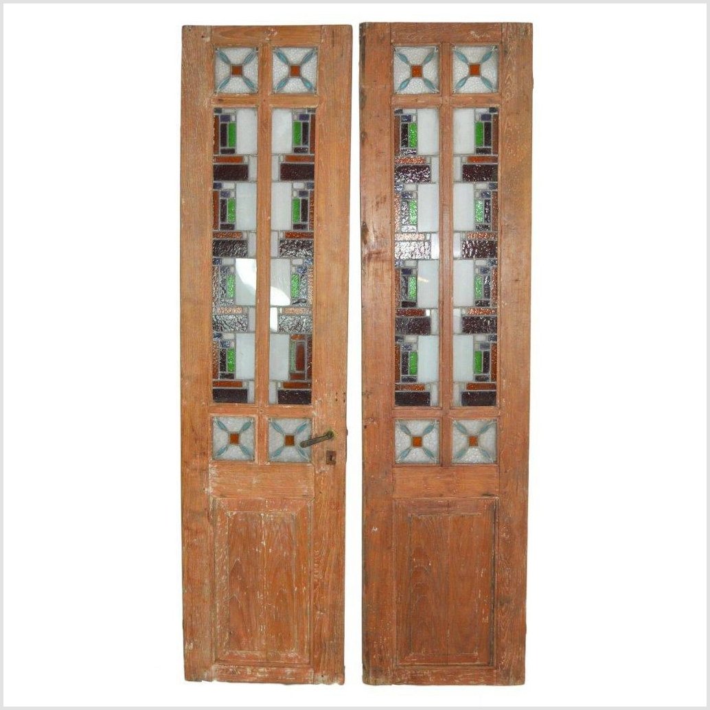 2-Panel Wood Screen with Stained Glass-1. Asian & Chinese Furniture, Art, Antiques, Vintage Home Décor for sale at FEA Home
