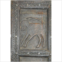 2-Panel Screen Hand Carved with Animals and Intricate Accents