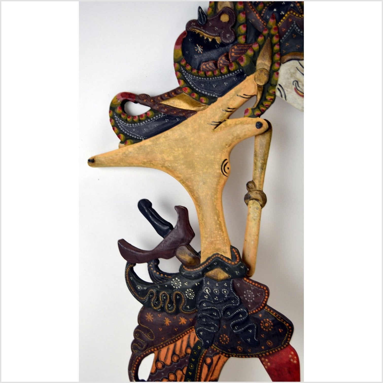 Set of 3 Wooden Wayang Kulit Indonesian Shadow Puppets-4. Asian &amp; Chinese Furniture, Art, Antiques, Vintage Home Décor for sale at FEA Home