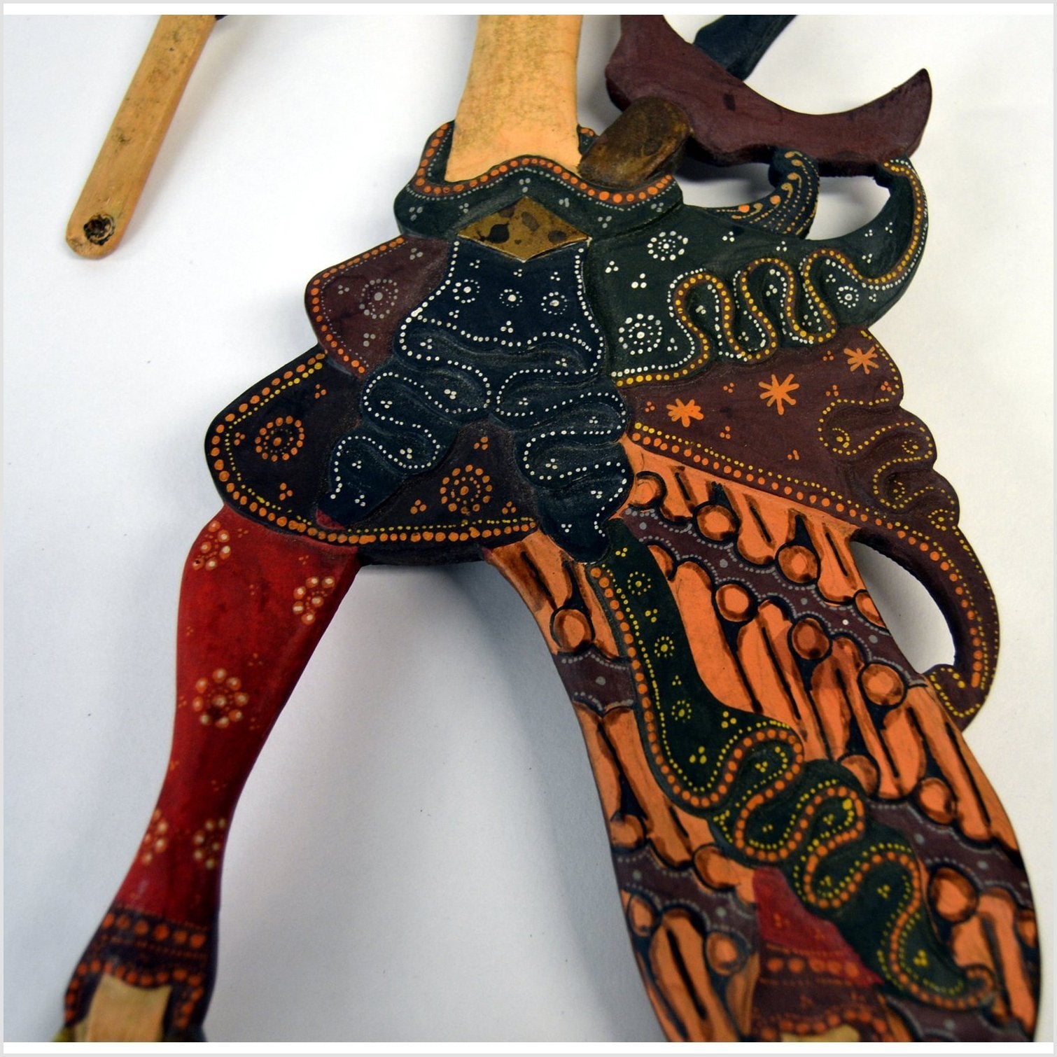 Set of 3 Wooden Wayang Kulit Indonesian Shadow Puppets-6. Asian &amp; Chinese Furniture, Art, Antiques, Vintage Home Décor for sale at FEA Home