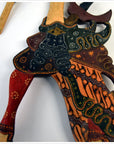Set of 3 Wooden Wayang Kulit Indonesian Shadow Puppets-6. Asian & Chinese Furniture, Art, Antiques, Vintage Home Décor for sale at FEA Home