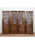 Set of Four Carved Elm Screen Panels with Fretwork, Foliage and Floral Motifs-17. Asian & Chinese Furniture, Art, Antiques, Vintage Home Décor for sale at FEA Home