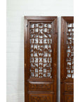 Set of Four Carved Elm Screen Panels with Fretwork, Foliage and Floral Motifs-9. Asian & Chinese Furniture, Art, Antiques, Vintage Home Décor for sale at FEA Home