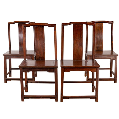 Set of Four Chinese Elmwood Ceremonial Side Chairs FEA Home