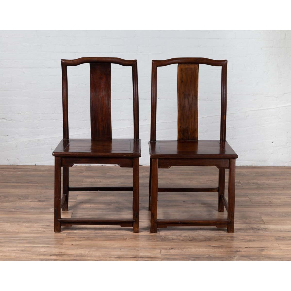Set of Four Chinese Elmwood Dark Patina Scholar&#39;s Ceremonial Side Chairs-4. Asian &amp; Chinese Furniture, Art, Antiques, Vintage Home Décor for sale at FEA Home