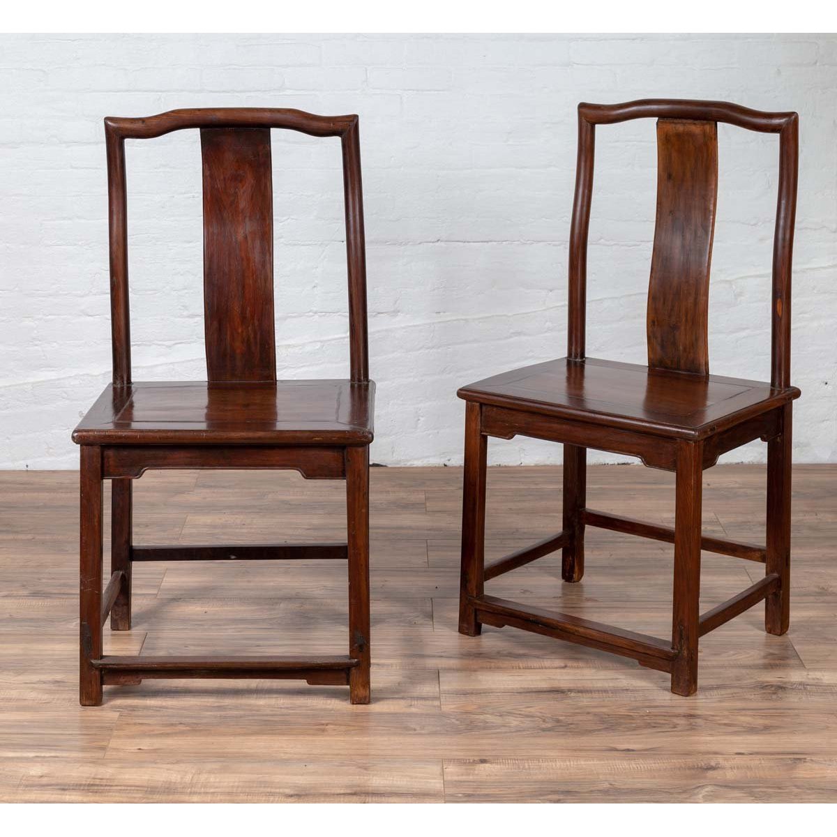 Set of Four Chinese Elmwood Dark Patina Scholar&#39;s Ceremonial Side Chairs-5. Asian &amp; Chinese Furniture, Art, Antiques, Vintage Home Décor for sale at FEA Home