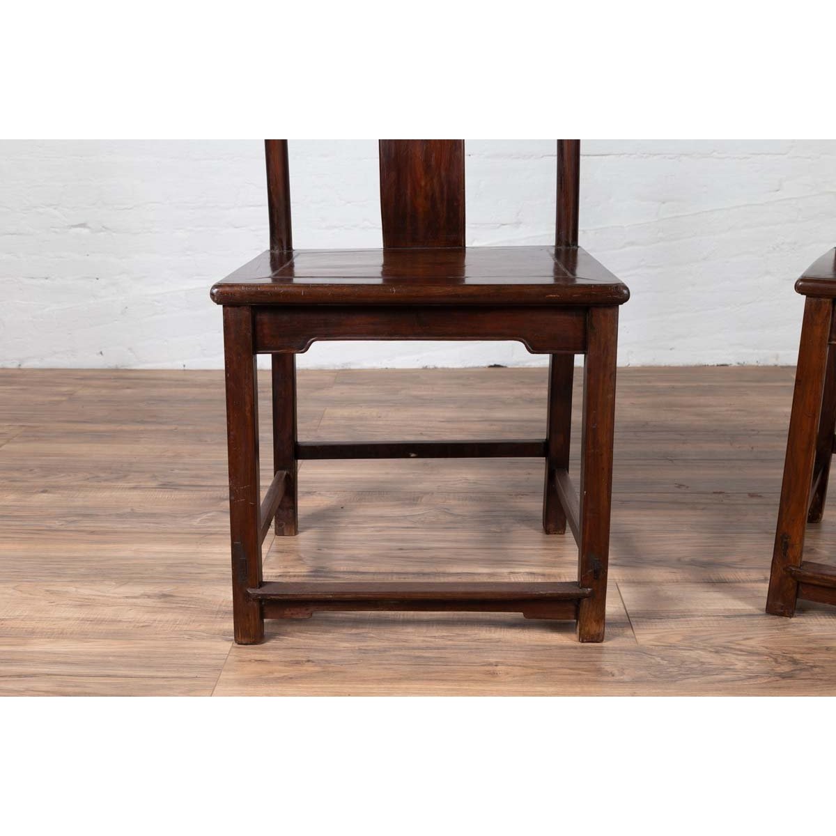 Set of Four Chinese Elmwood Dark Patina Scholar&#39;s Ceremonial Side Chairs-8. Asian &amp; Chinese Furniture, Art, Antiques, Vintage Home Décor for sale at FEA Home