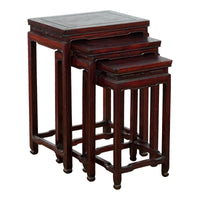This-is-a-picture-of-a-Set of Three Chinese Vintage Rosewood Nesting Tables with Reddish Brown Patina-image-position-1-style-YN3461-Shop-for-Vintage-and-Antique-Asian-and-Chinese-Furniture-for-sale-at-FEA Home-NYC