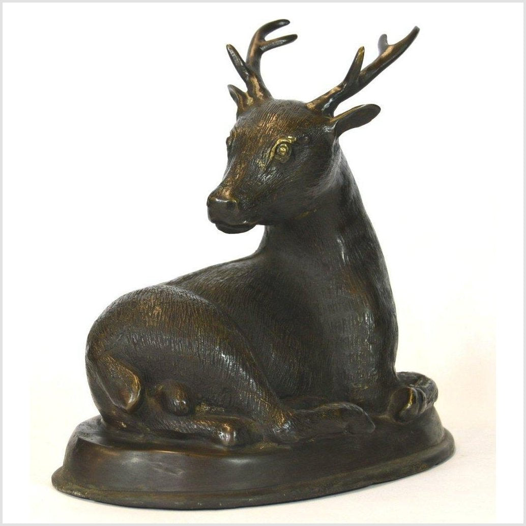Sitting Deer Bronze Sculpture-4. Asian &amp; Chinese Furniture, Art, Antiques, Vintage Home Décor for sale at FEA Home