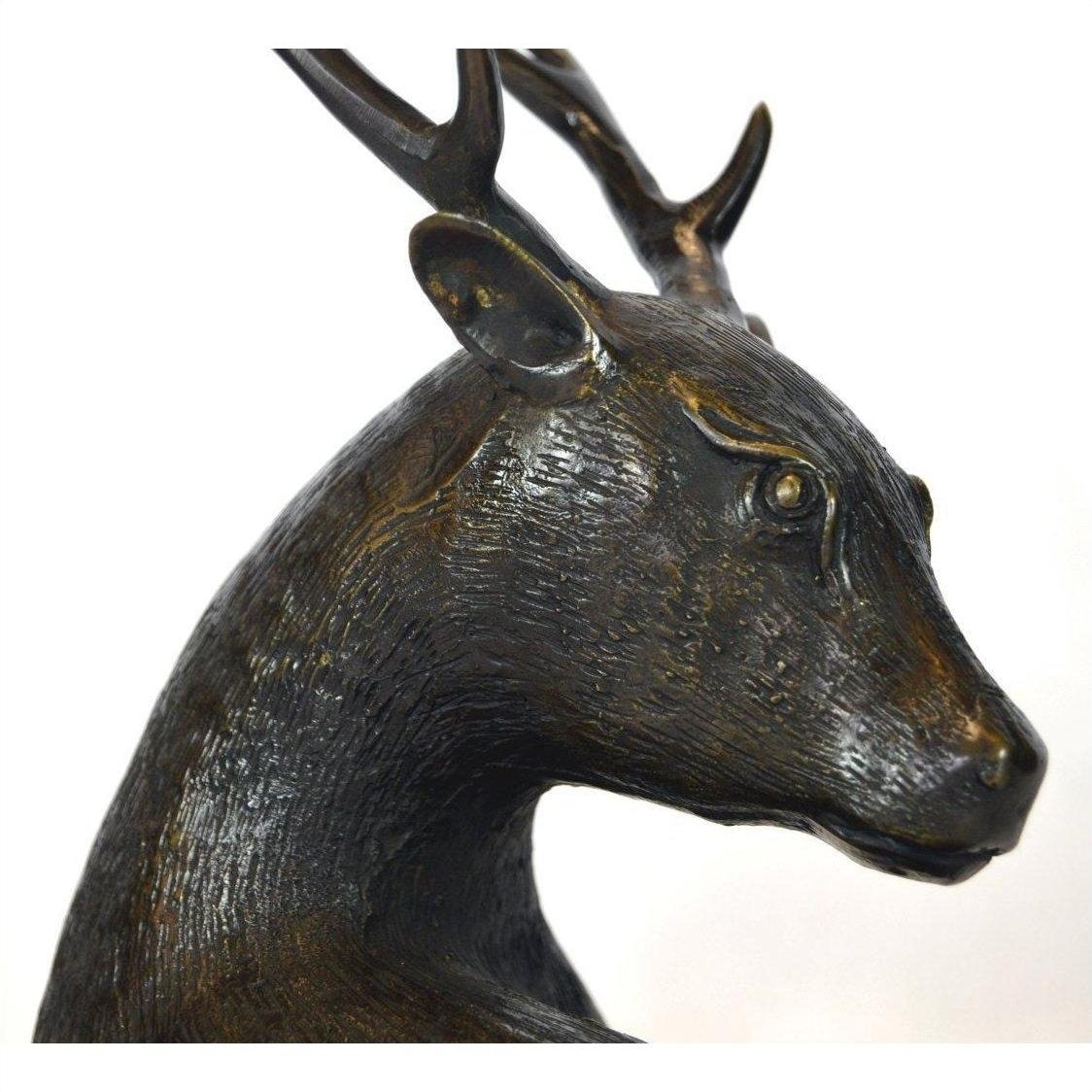 Sitting Deer Bronze Sculpture-7. Asian &amp; Chinese Furniture, Art, Antiques, Vintage Home Décor for sale at FEA Home