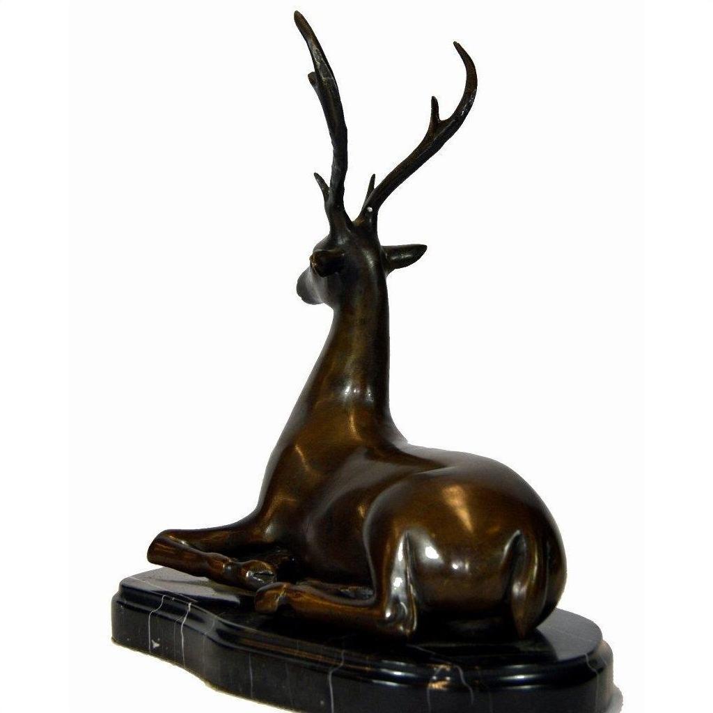 Sitting Deer Bronze Sculpture-8. Asian &amp; Chinese Furniture, Art, Antiques, Vintage Home Décor for sale at FEA Home