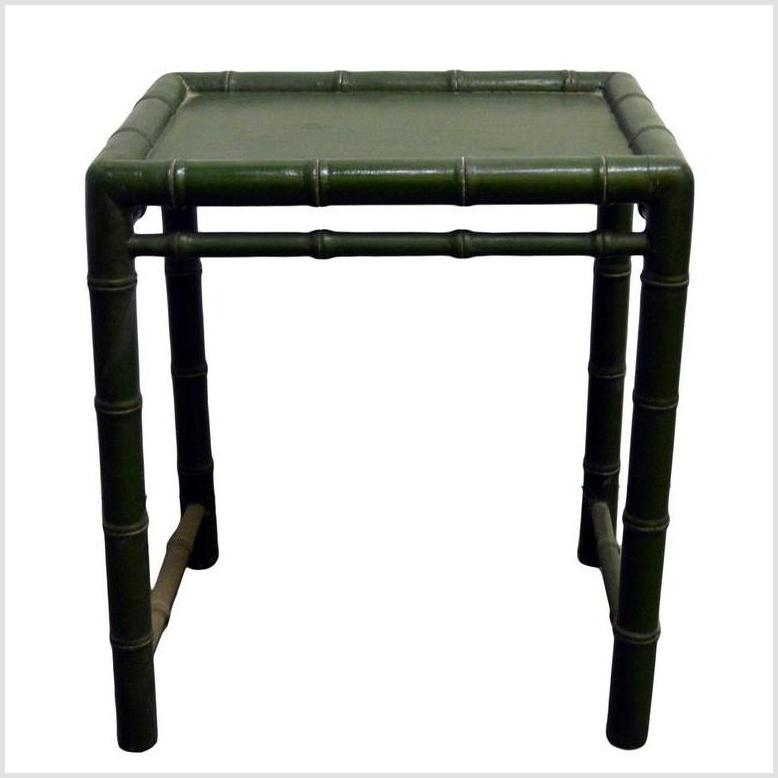 Small Green Bamboo Side Table-1. Asian & Chinese Furniture, Art, Antiques, Vintage Home Décor for sale at FEA Home