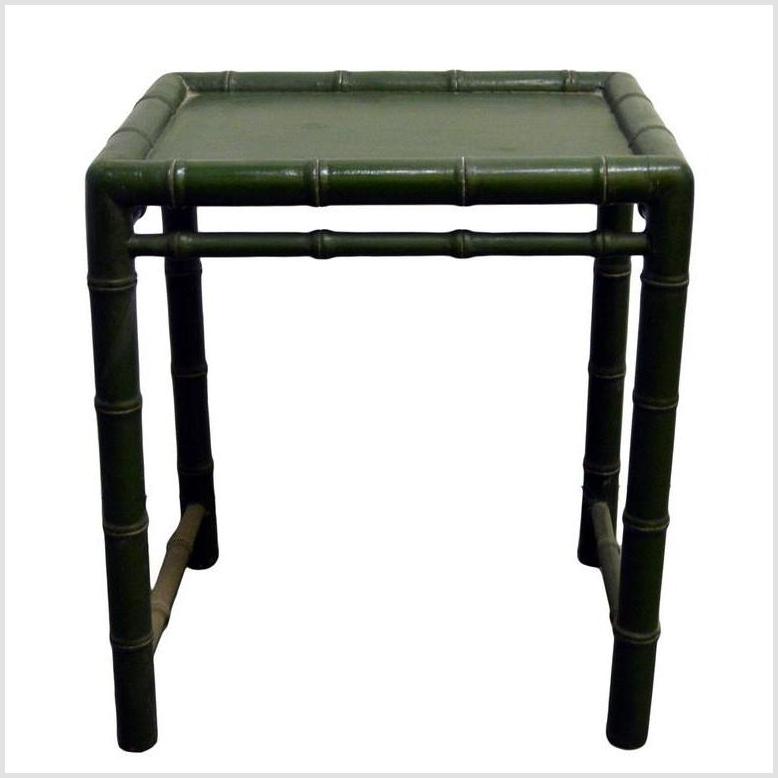 Small Green Bamboo Side Table- Asian Antiques, Vintage Home Decor & Chinese Furniture - FEA Home