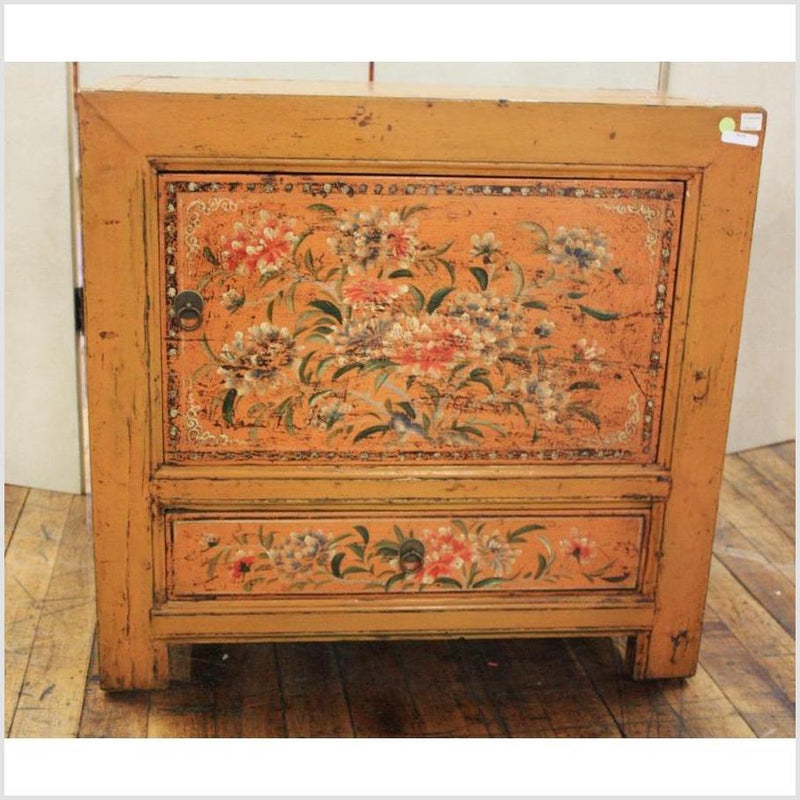 Small Orange Painted Cabinet- Asian Antiques, Vintage Home Decor & Chinese Furniture - FEA Home