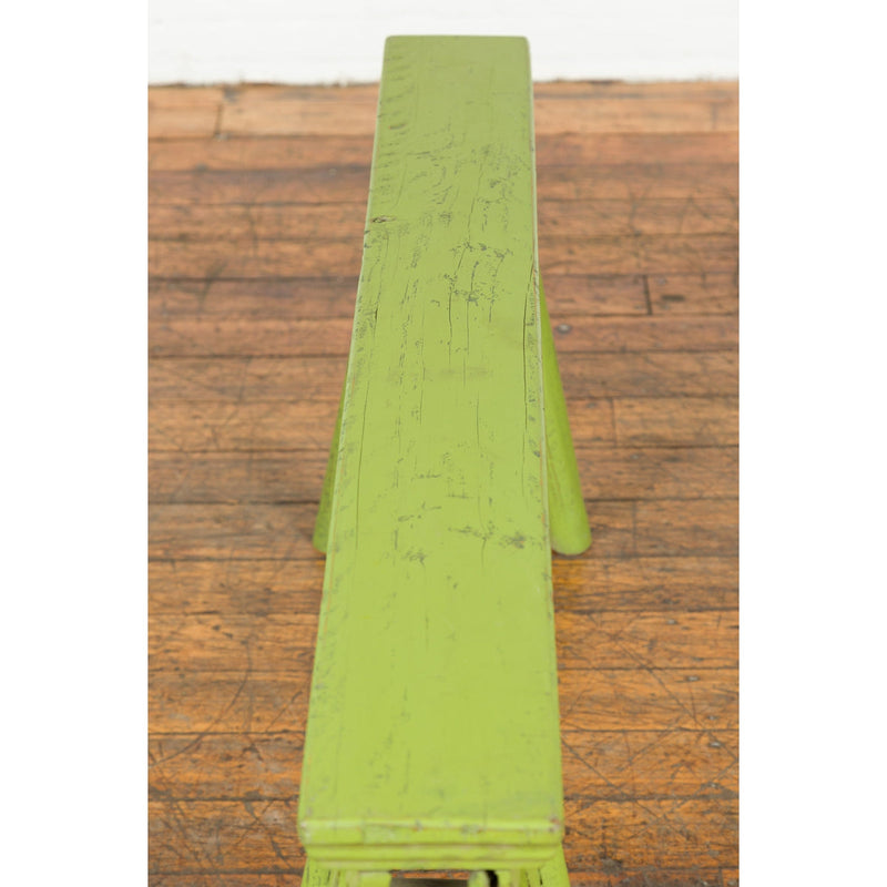 This-is-a-picture-of-a-Small Vintage Javanese Bench with A-Frame Base and Custom Green Finish-image-position-13-style-YN7653-Shop-for-Vintage-and-Antique-Asian-and-Chinese-Furniture-for-sale-at-FEA Home-NYC