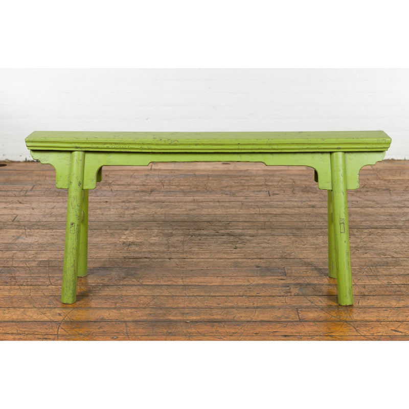 This-is-a-picture-of-a-Small Vintage Javanese Bench with A-Frame Base and Custom Green Finish-image-position-15-style-YN7653-Shop-for-Vintage-and-Antique-Asian-and-Chinese-Furniture-for-sale-at-FEA Home-NYC