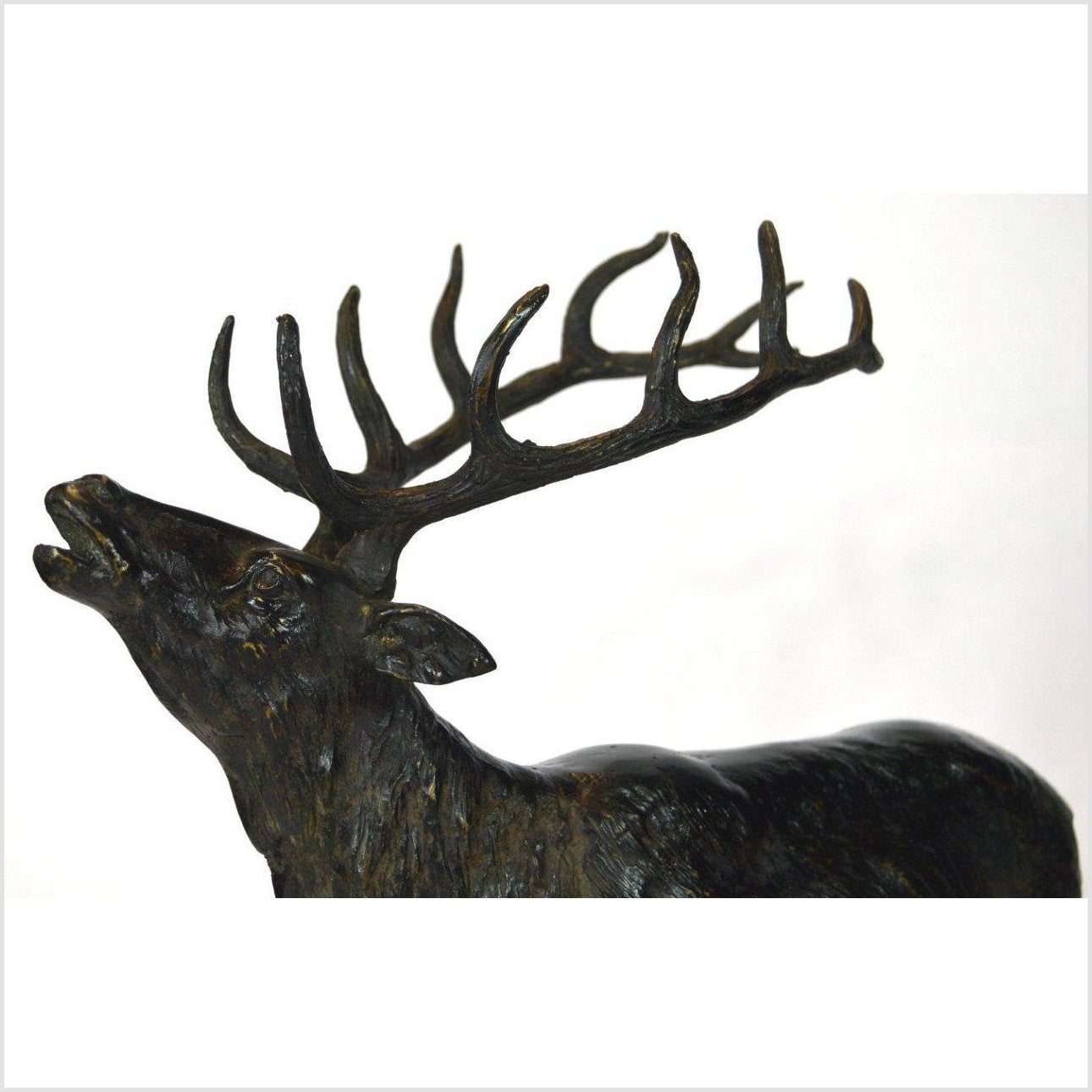 Standing Buck Bronze Sculpture-2. Asian & Chinese Furniture, Art, Antiques, Vintage Home Décor for sale at FEA Home