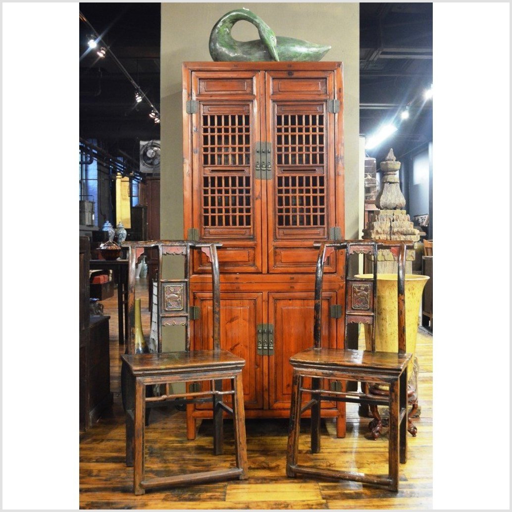 Tall 19th Century Chinese Kitchen Cabinet with Fretwork Upper Doors-3. Asian &amp; Chinese Furniture, Art, Antiques, Vintage Home Décor for sale at FEA Home